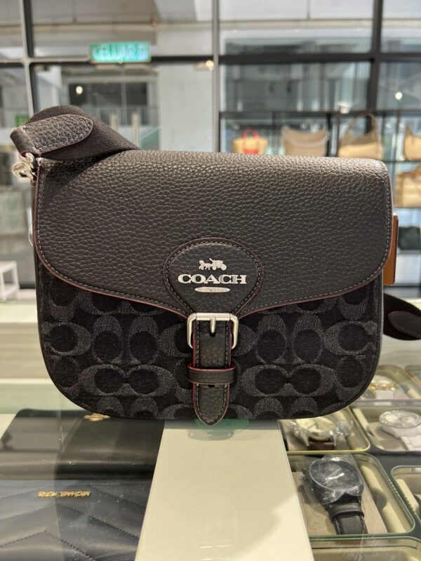 Coach Amelia Saddle Bag in Signature Denim (Black) - Image 2