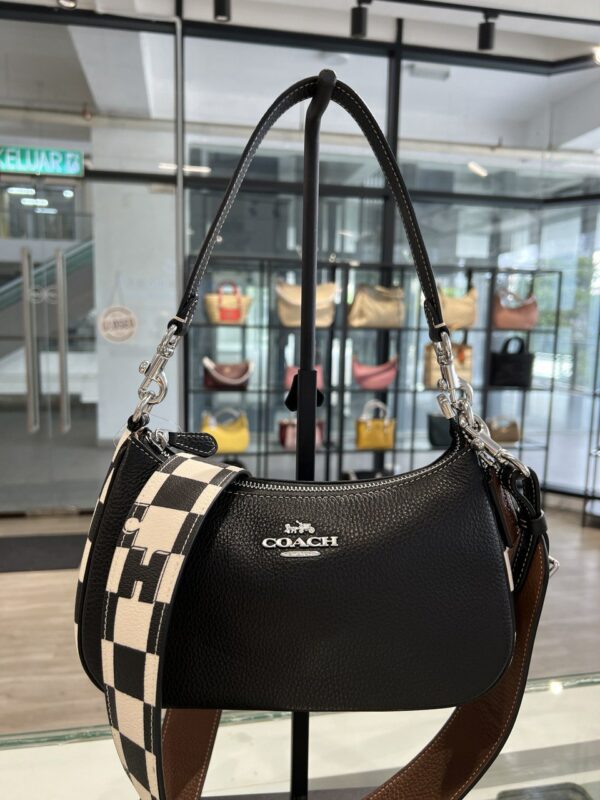 Coach Teri Shoulder Bag With Checkerboard Print (Black) - Image 5