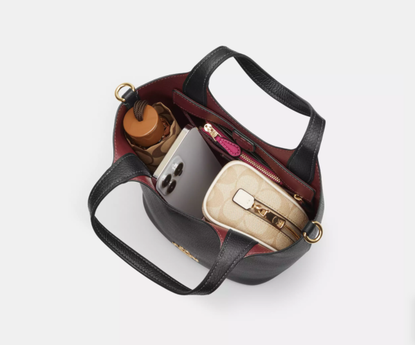 Coach Hanna Bucket Bag In Signature Canvas (Brown Black) - Image 3