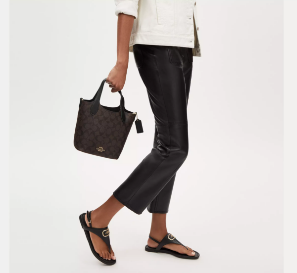 Coach Hanna Bucket Bag In Signature Canvas (Brown Black) - Image 5