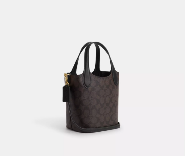 Coach Hanna Bucket Bag In Signature Canvas (Brown Black) - Image 7
