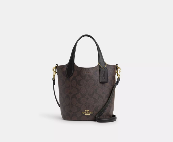 Coach Hanna Bucket Bag In Signature Canvas (Brown Black)