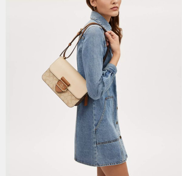 As Is Display Item : Coach Large Morgan Square Crossbody In Blocked Signature Canvas (Khaki Multi) - Image 3