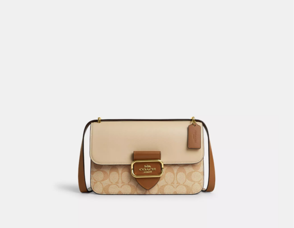As Is Display Item : Coach Large Morgan Square Crossbody In Blocked Signature Canvas (Khaki Multi)