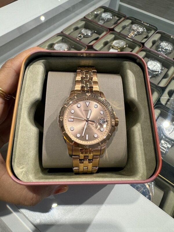 Fossil FB-01 Three-Hand Date Rose Gold-Tone Stainless Steel Watch Women (ES4748) - Image 2
