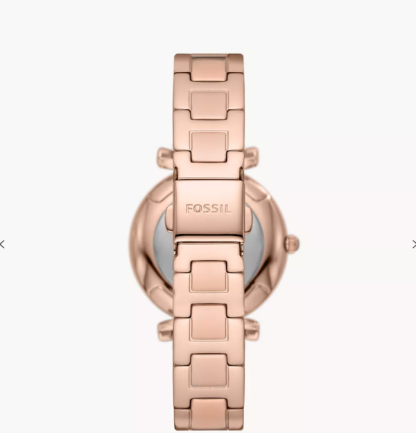 Fossil Carlie Three-Hand Date Rose Gold-Tone Stainless Steel Watch Women (ES5158) - Image 3