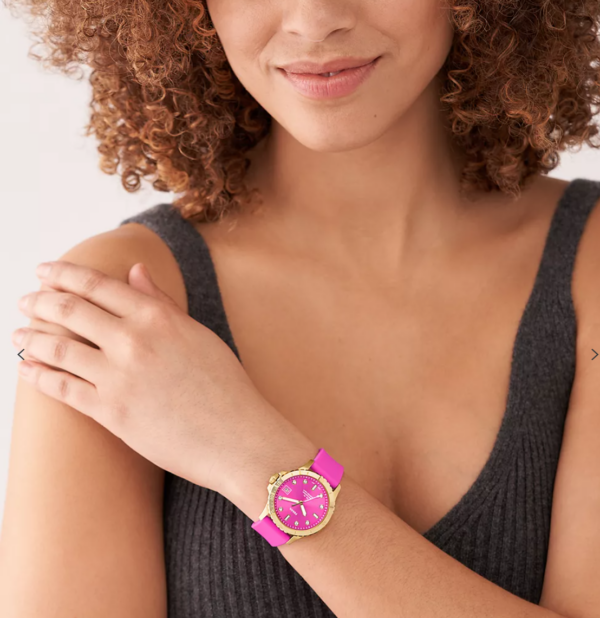 Fossil FB-01 Three-Hand Date Pink Silicone Watch Women (ES5290) - Image 2