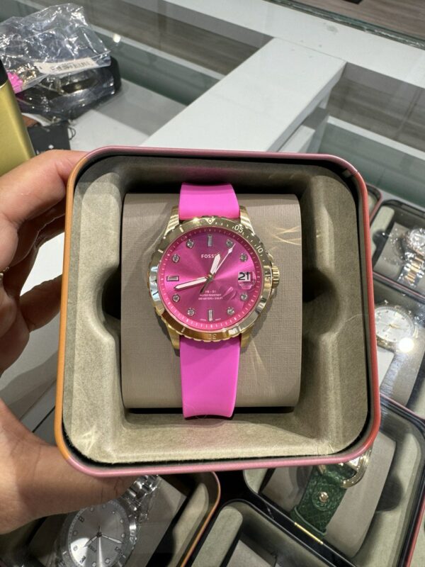 Fossil FB-01 Three-Hand Date Pink Silicone Watch Women (ES5290) - Image 5