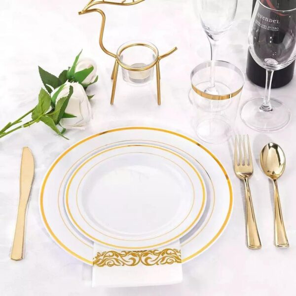EPPIBOX Premium Disposable Tableware Set 175 pcs (Gold)