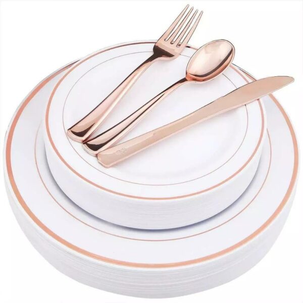 EPPIBOX Premium Disposable Tableware Set 175 pcs (Rosegold) - Image 8