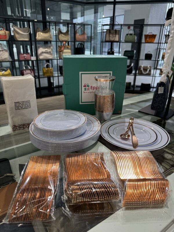 EPPIBOX Premium Disposable Tableware Set 175 pcs (Rosegold) - Image 2