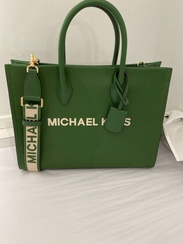 Michael Kors Mirella Medium Pebbled Leather Tote Bag (Fern Green)