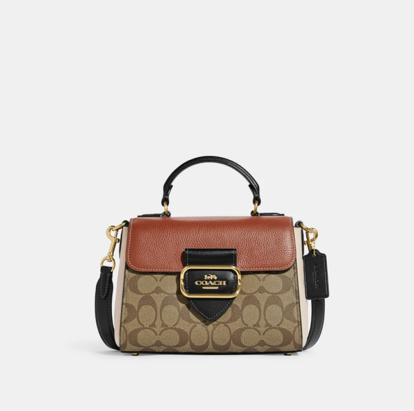 Coach Morgan Top Handle In Blocked Signature Canvas (Khaki Multi)
