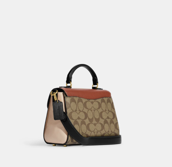 Coach Morgan Top Handle In Blocked Signature Canvas (Khaki Multi) - Image 5