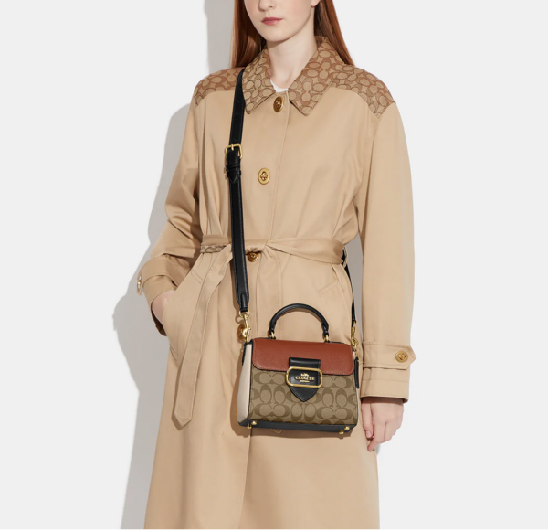 Coach Morgan Top Handle In Blocked Signature Canvas (Khaki Multi) - Image 3