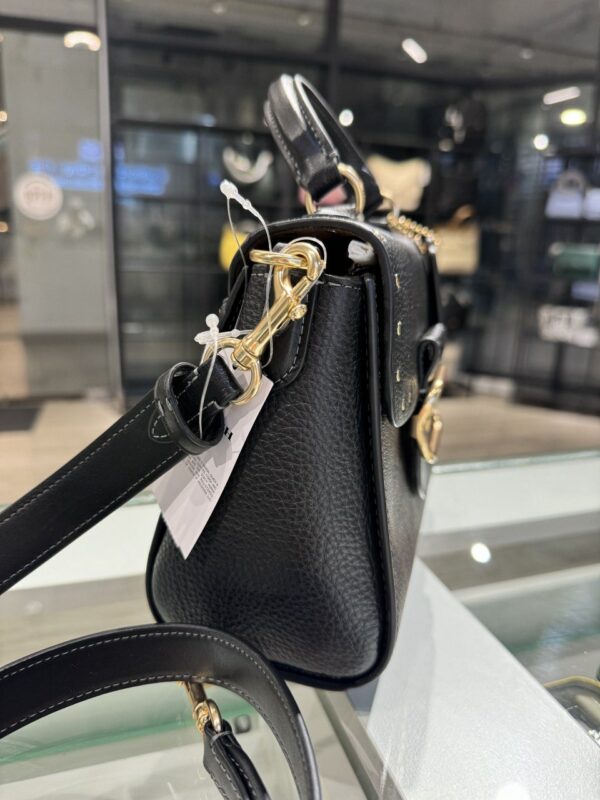 Coach Morgan Top Handle Satchel Bag Colorblock Signature Canvas With Rivets (Brown Black) - Image 3