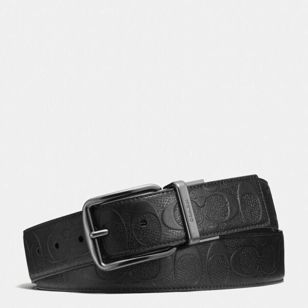 Coach Harness Buckle Cut-To-Size Reversible Belt, 38mm (Black)