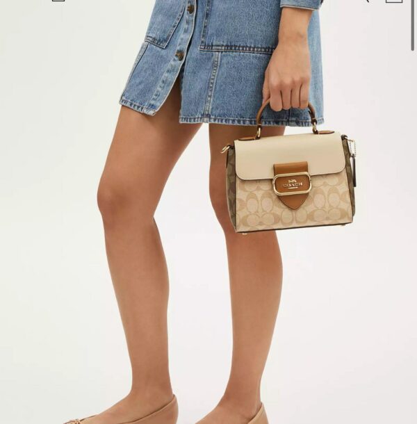 Coach Morgan Top Handle In Blocked Signature Canvas (Light Khaki) - Image 2