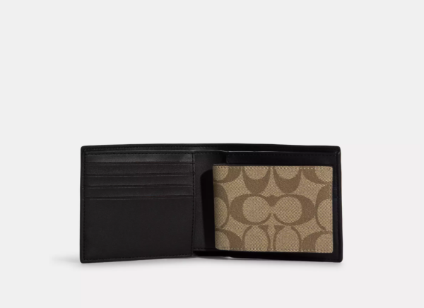 Coach Compact Id 3 In 1 Wallet In Blocked Signature Canvas (Mahogany Multi) - Image 2