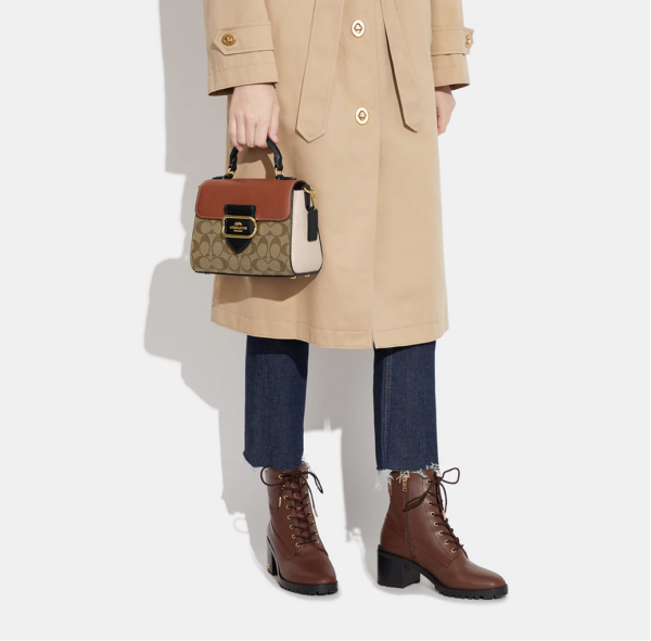 Coach Morgan Top Handle In Blocked Signature Canvas (Khaki Multi) - Image 2