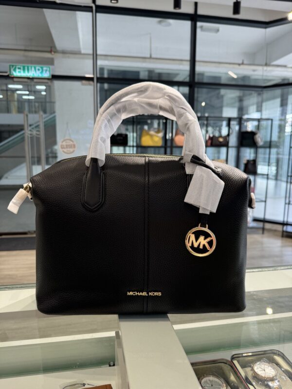 Michael Kors Hyde Large Leather Satchel (Black)