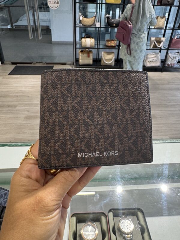 Michael Kors Cooper Billfold With Passcase Wallet in Signature (Brown) - Image 3