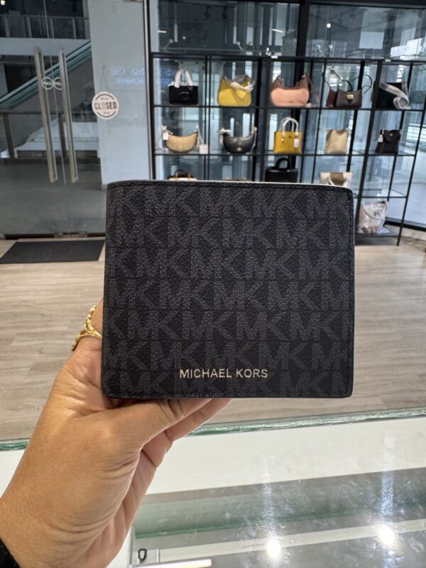 Michael Kors Cooper Billfold With Passcase Wallet in Signature (Black) - Image 2