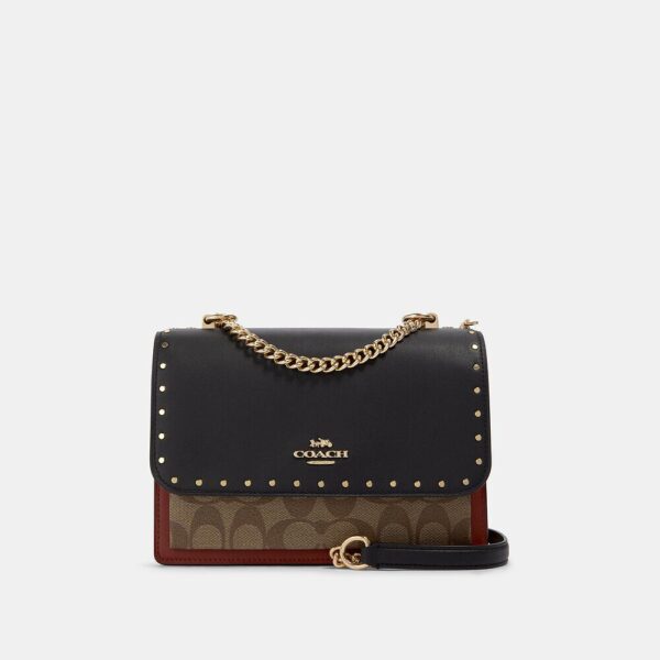 Coach Klare Crossbody In Signature Canvas With Rivets (Khaki Multi)