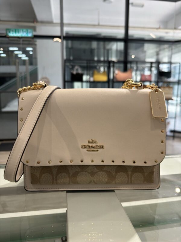 Coach Klare Crossbody In Signature Canvas With Rivets (Light Khaki Multi)