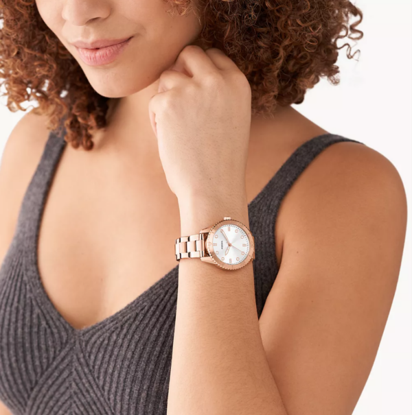 Fossil Dayle Three-Hand Rose Gold-Tone Stainless Steel Women Watch BQ3886 - Image 3