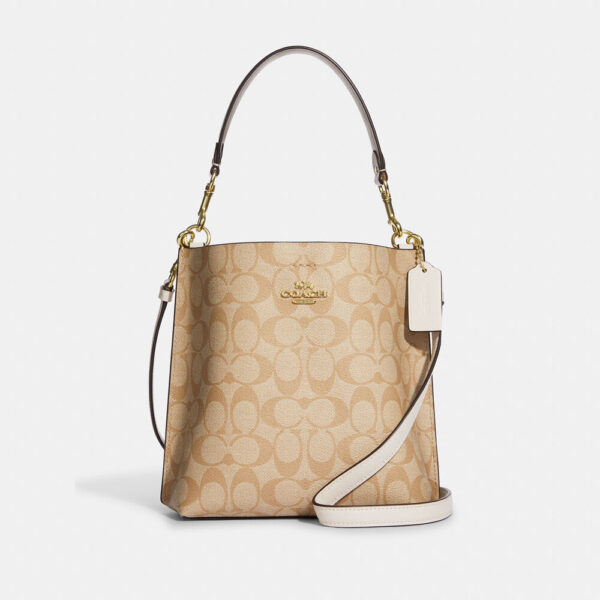 Coach Mollie Bucket Bag 22 In Signature Canvas (Khaki Chalk)