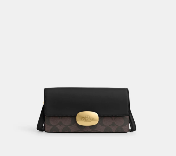 Coach Eliza Small Flap Crossbody In Signature Canvas (Brown Black)