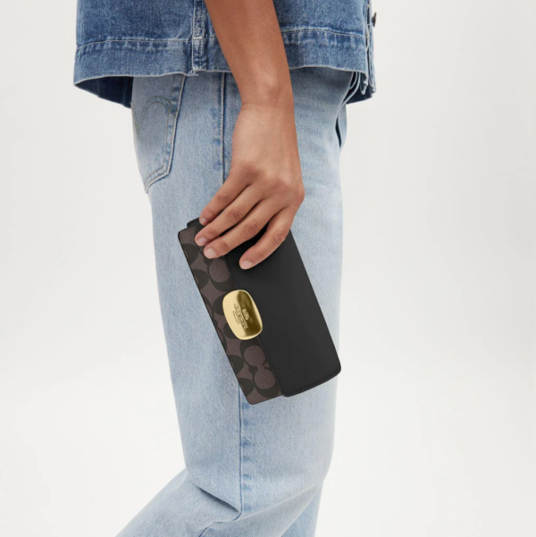Coach Eliza Small Flap Crossbody In Signature Canvas (Brown Black) - Image 3