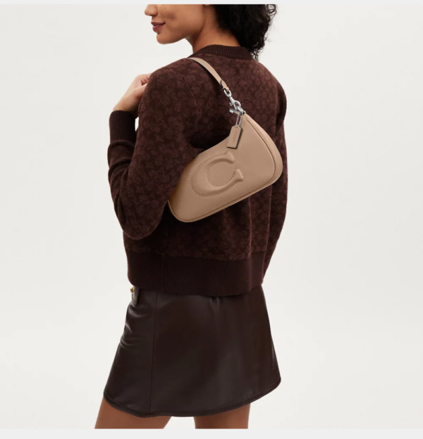 Coach Teri Shoulder Bag With Signature Quilting (Taupe) - Image 3