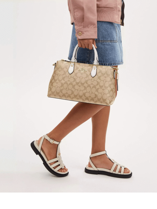Coach Georgia Satchel In Signature Canvas (Khaki Chalk) - Image 4