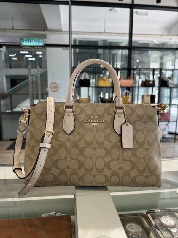 Coach Georgia Satchel In Signature Canvas (Khaki Chalk)