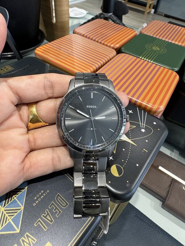 Fossil The Minimalist Three-Hand Smoke Stainless Steel Men Watch FS5459 - Image 4