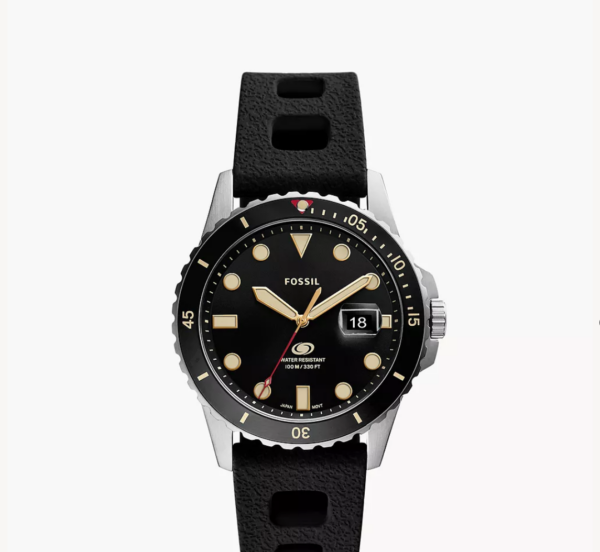 Fossil Blue Dive Three-Hand Date Black Silicone Men Watch FS5947