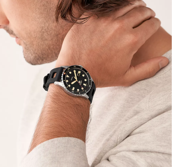 Fossil Blue Dive Three-Hand Date Black Silicone Men Watch FS5947 - Image 2