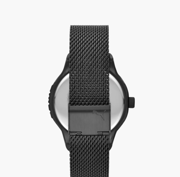 PUMA Men's Reset Three-Hand Date Black Stainless Steel Watch P5007 - Image 2