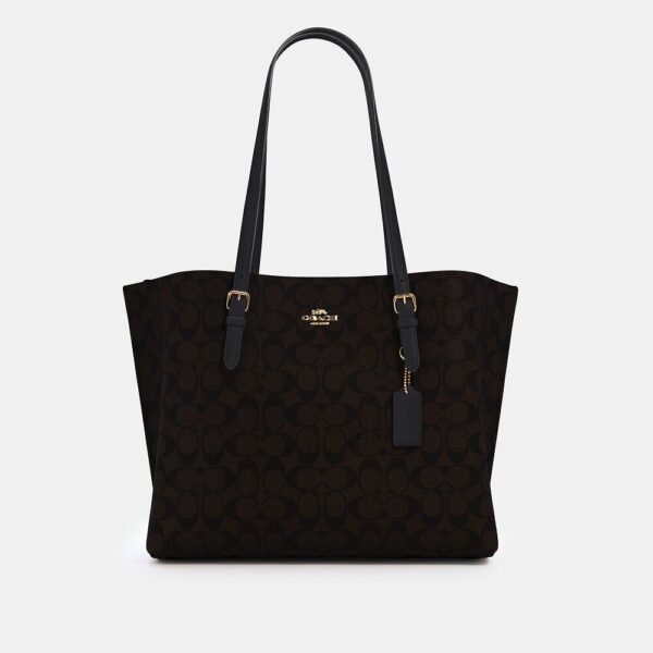 Coach Mollie Tote In Signature Canvas (Brown Black)