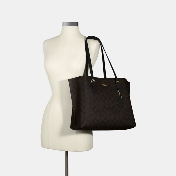 Coach Mollie Tote In Signature Canvas (Brown Black) - Image 3