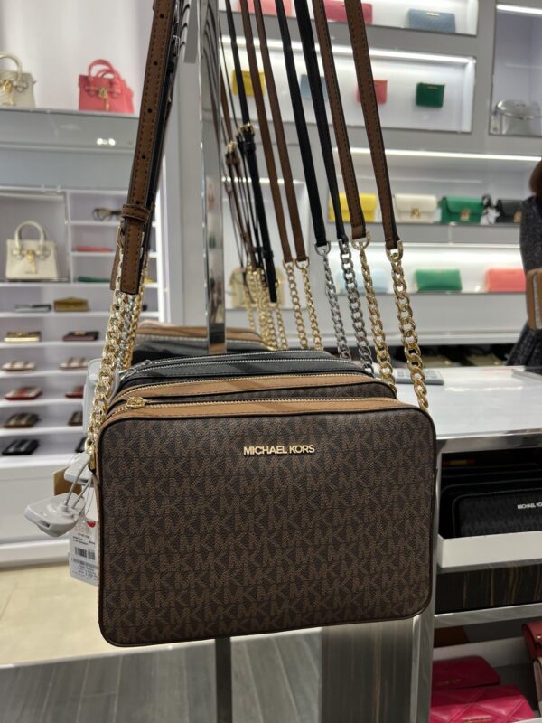 Michael Kors Jet Set Large Printed Logo Crossbody Bag (Brown) - Image 2