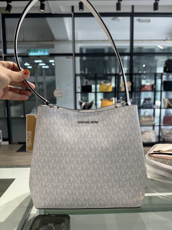 Michael Kors Pratt Medium Signature Logo Shoulder Bag (Optic White) - Image 2