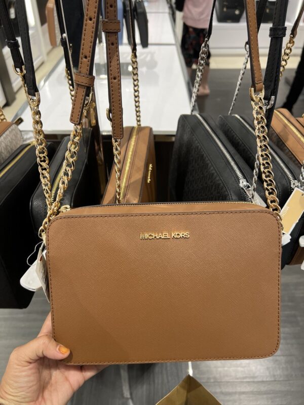 Michael Kors Jet Set Large Saffiano Leather Crossbody Bag (Luggage) - Image 3