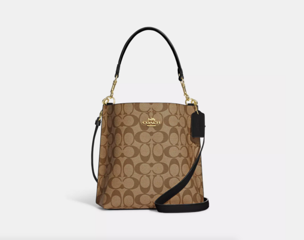 Coach Mollie Bucket Bag 22 In Signature Canvas (Khaki Black)