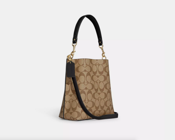 Coach Mollie Bucket Bag 22 In Signature Canvas (Khaki Black) - Image 5