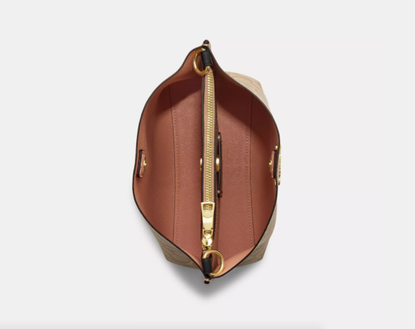 Coach Mollie Bucket Bag 22 In Signature Canvas (Khaki Black) - Image 4