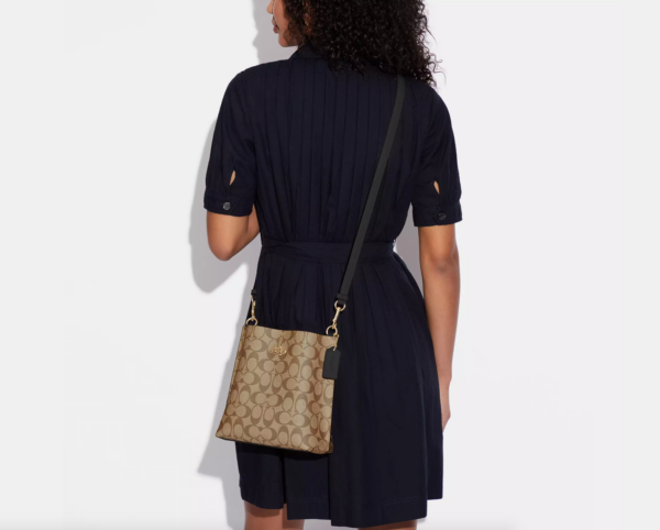 Coach Mollie Bucket Bag 22 In Signature Canvas (Khaki Black) - Image 3