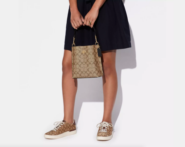 Coach Mollie Bucket Bag 22 In Signature Canvas (Khaki Black) - Image 2
